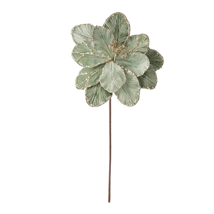 Willow &amp; Silk Mary Soft Green/Gold Xmas Flower 27cm