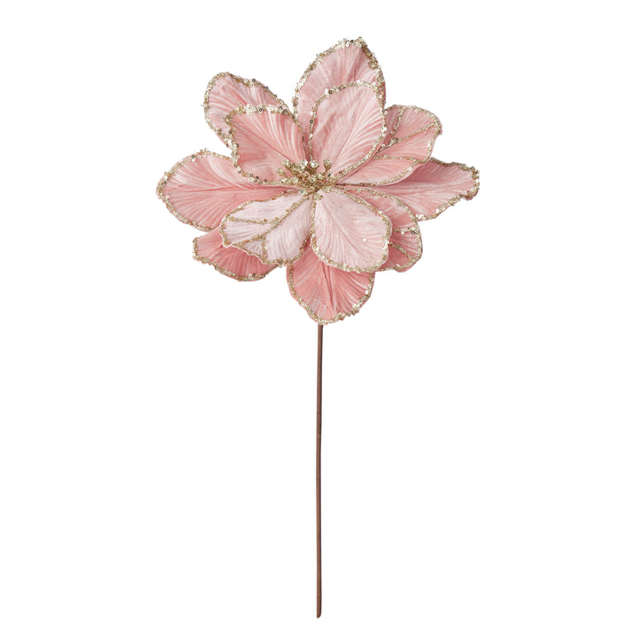 Willow &amp; Silk Yvonne Pink/Gold Xmas Flower 27cm
