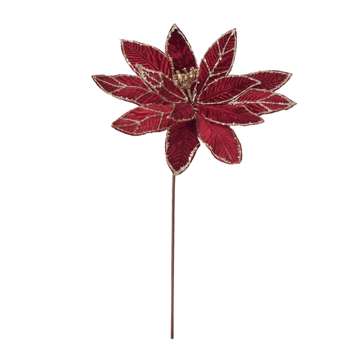 Willow &amp; Silk Tracey Burgundy/Gold Xmas Flower 32cm