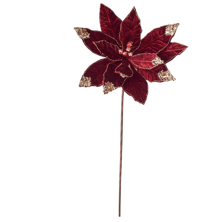 Willow &amp; Silk Jody Burgundy/Gold Xmas Flower 29cm