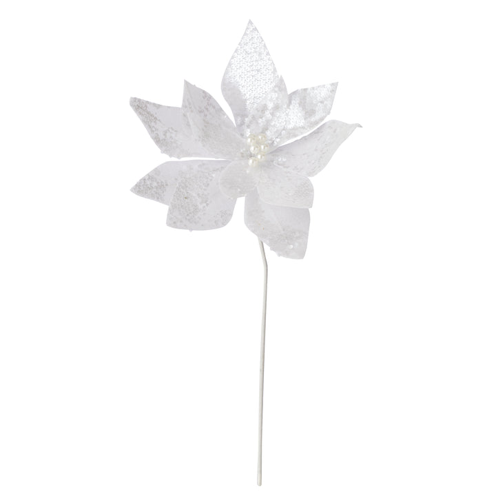 Willow &amp; Silk Deb White on White Sparkle Xmas Flower
