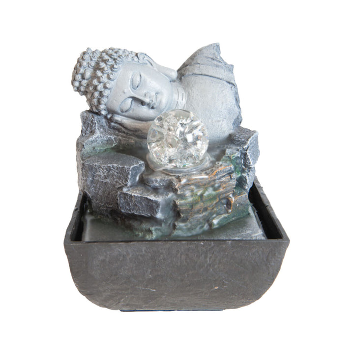 Willow &amp; Silk Water Feature Fountain Buddha Break 14x14x18cm