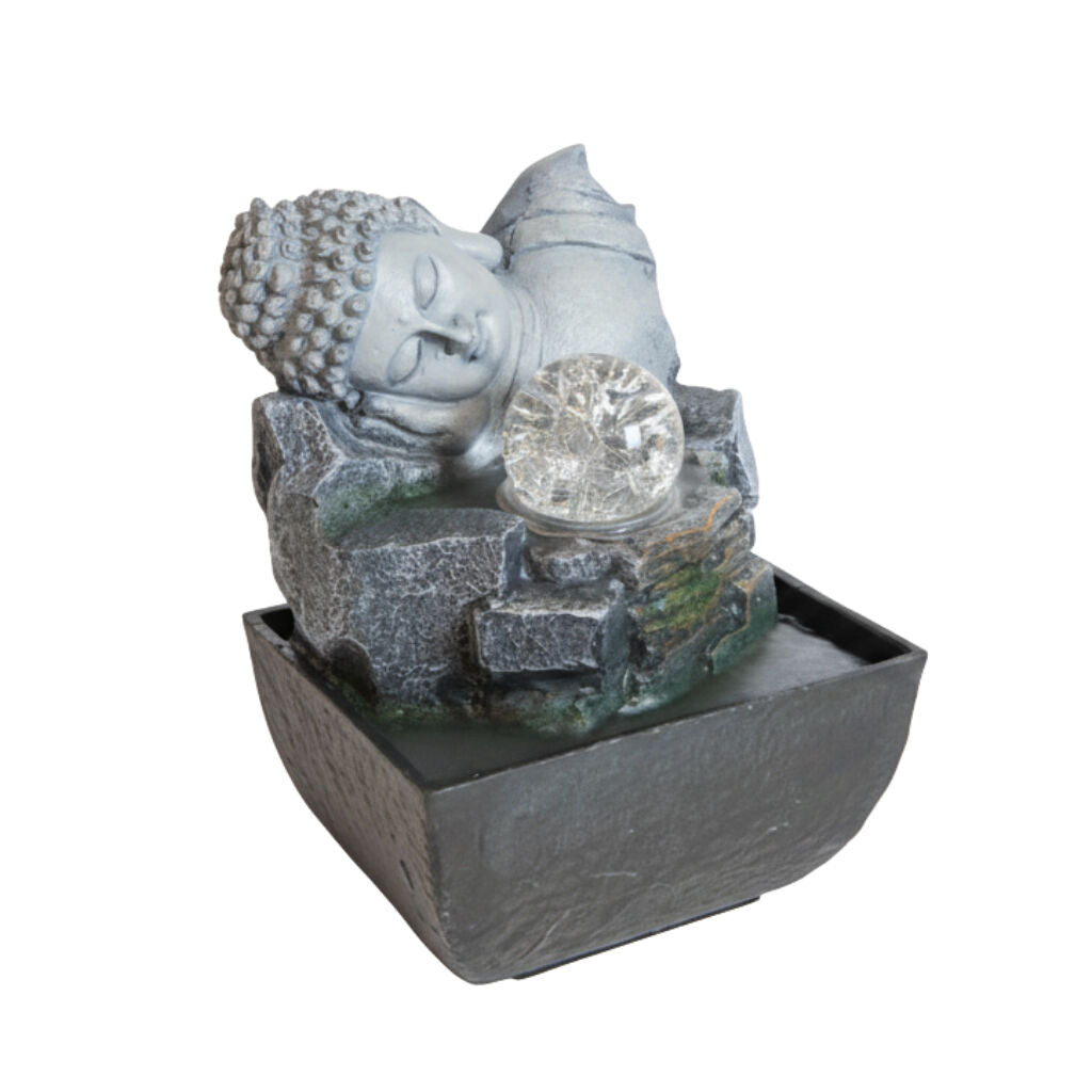 Willow &amp; Silk Water Feature Fountain Buddha Break 14x14x18cm