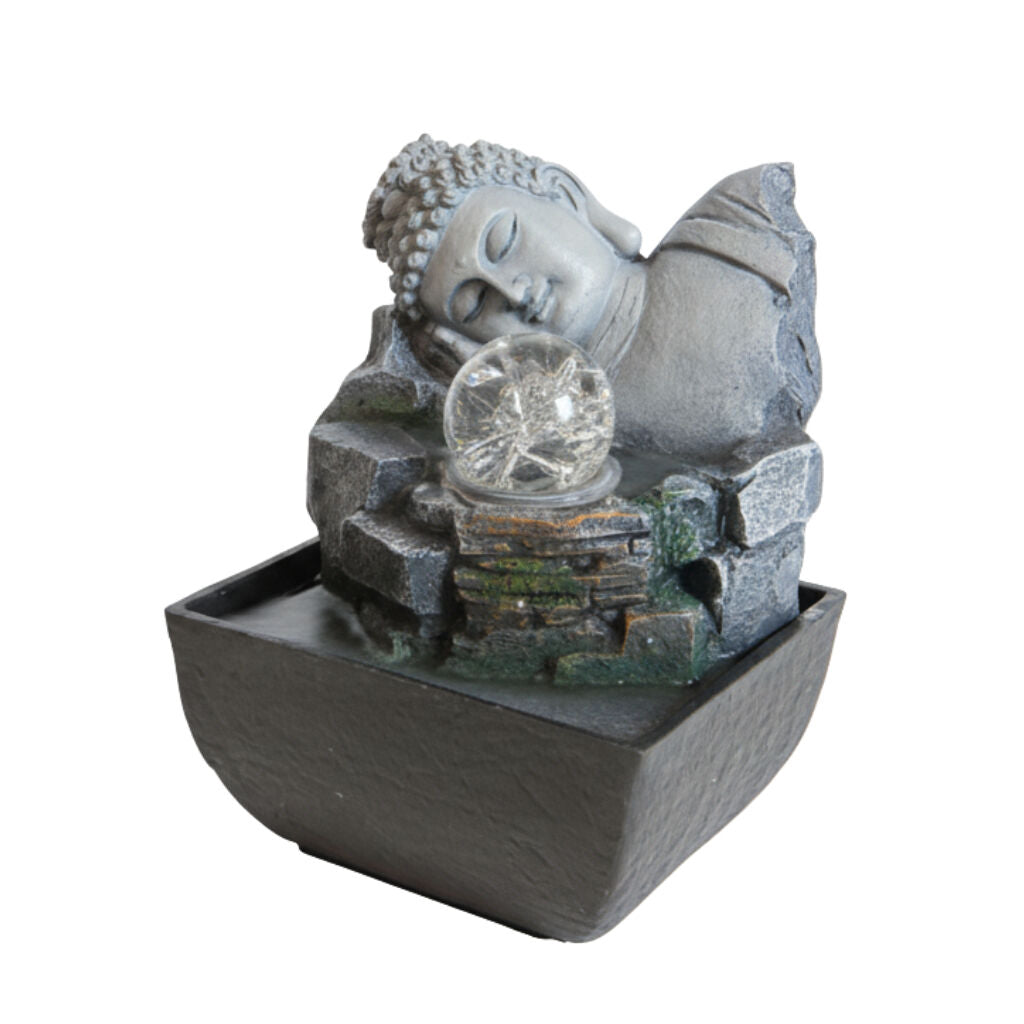 Willow &amp; Silk Water Feature Fountain Buddha Break 14x14x18cm