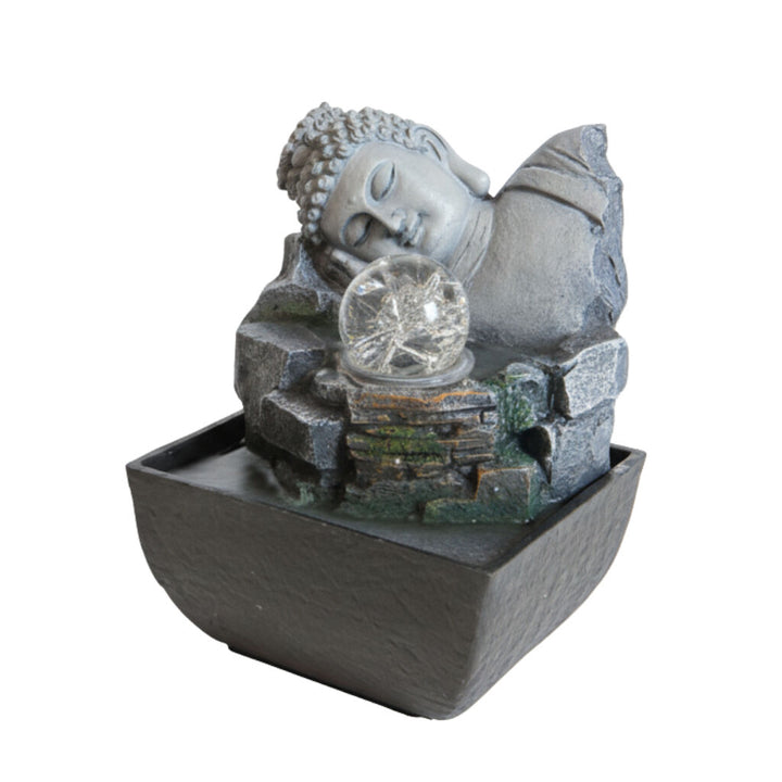 Willow &amp; Silk Water Feature Fountain Buddha Break 14x14x18cm