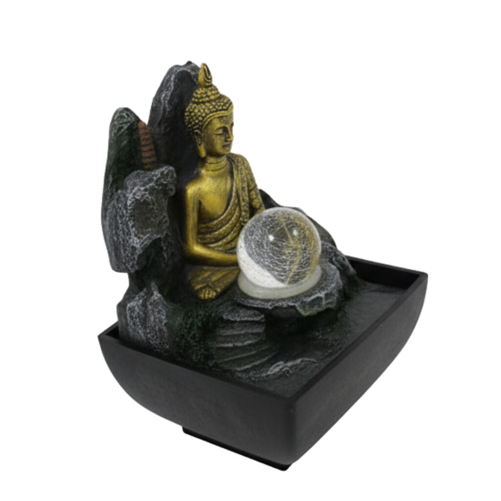 Willow &amp; Silk Water Feature Fountain Auric Thai 13x13x19cm