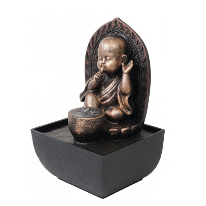 Willow &amp; Silk Water Feature Fountain Auric Hush Monk 14x14x22cm