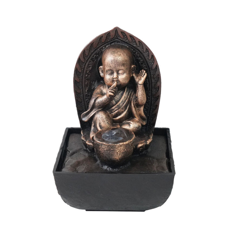 Willow &amp; Silk Water Feature Fountain Auric Hush Monk 14x14x22cm