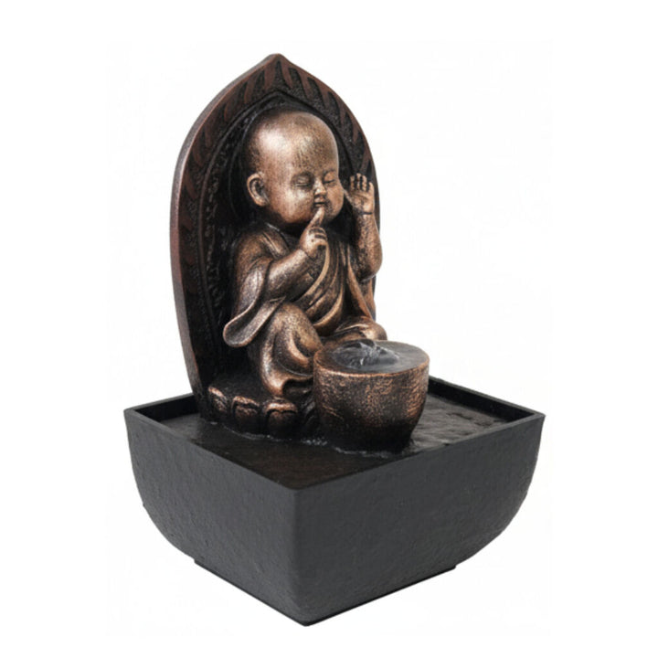 Willow &amp; Silk Water Feature Fountain Auric Hush Monk 14x14x22cm