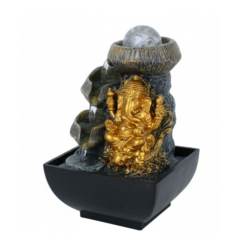 Willow &amp; Silk Water Feature Fountain Auric Wisdom Ganesha 14x14x20cm