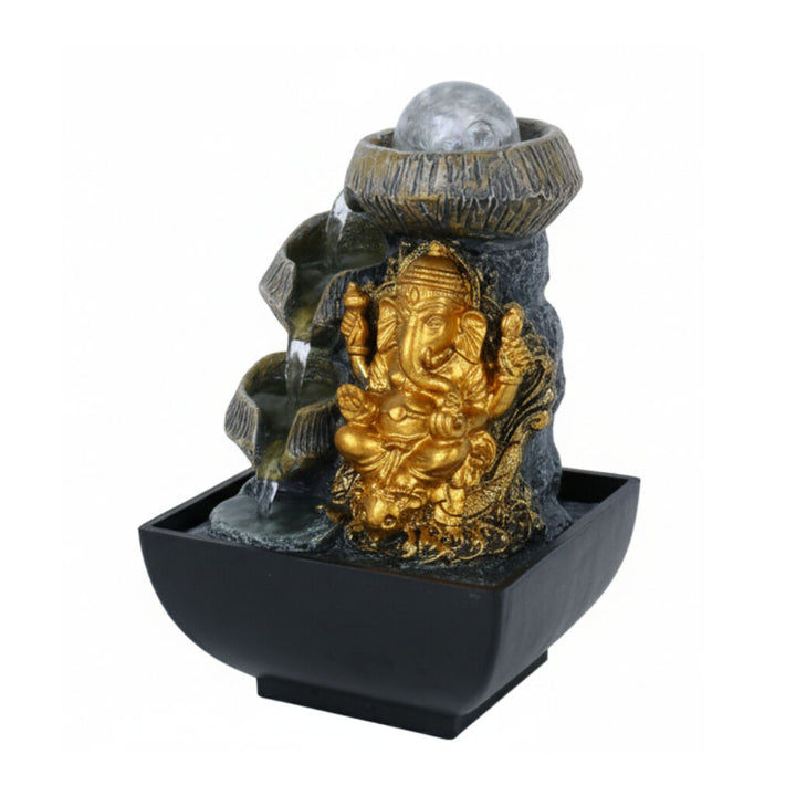 Willow &amp; Silk Water Feature Fountain Auric Wisdom Ganesha 14x14x20cm