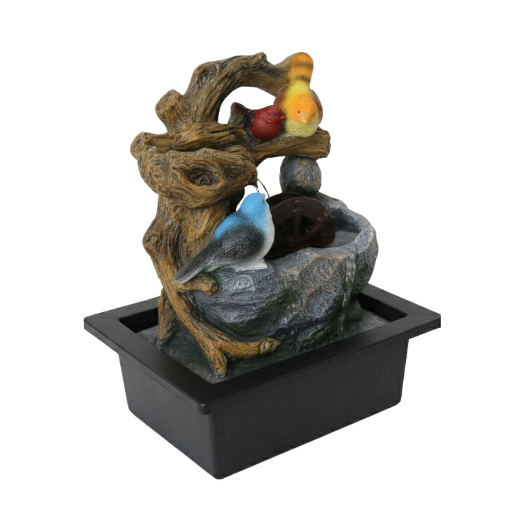 Willow &amp; Silk Water Feature Fountain Wheel Birds 23x18x28cm