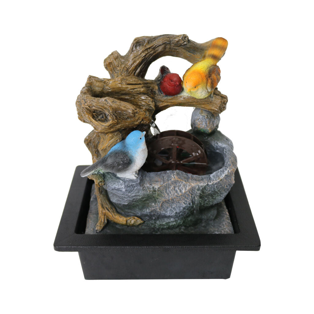 Willow &amp; Silk Water Feature Fountain Wheel Birds 23x18x28cm