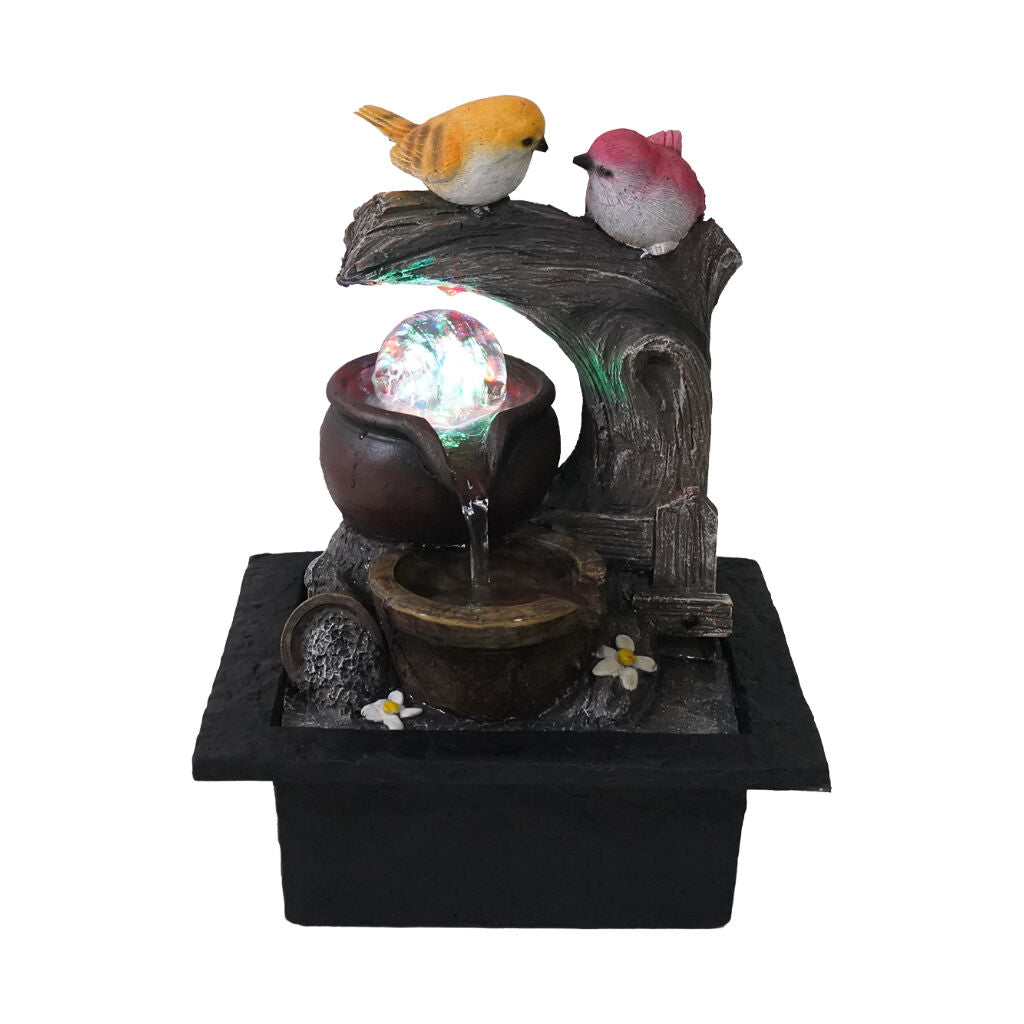 Willow &amp; Silk Water Feature Fountain Garden Birds 23x20x28cm