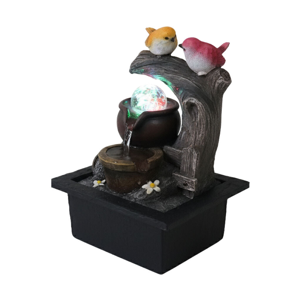 Willow &amp; Silk Water Feature Fountain Garden Birds 23x20x28cm