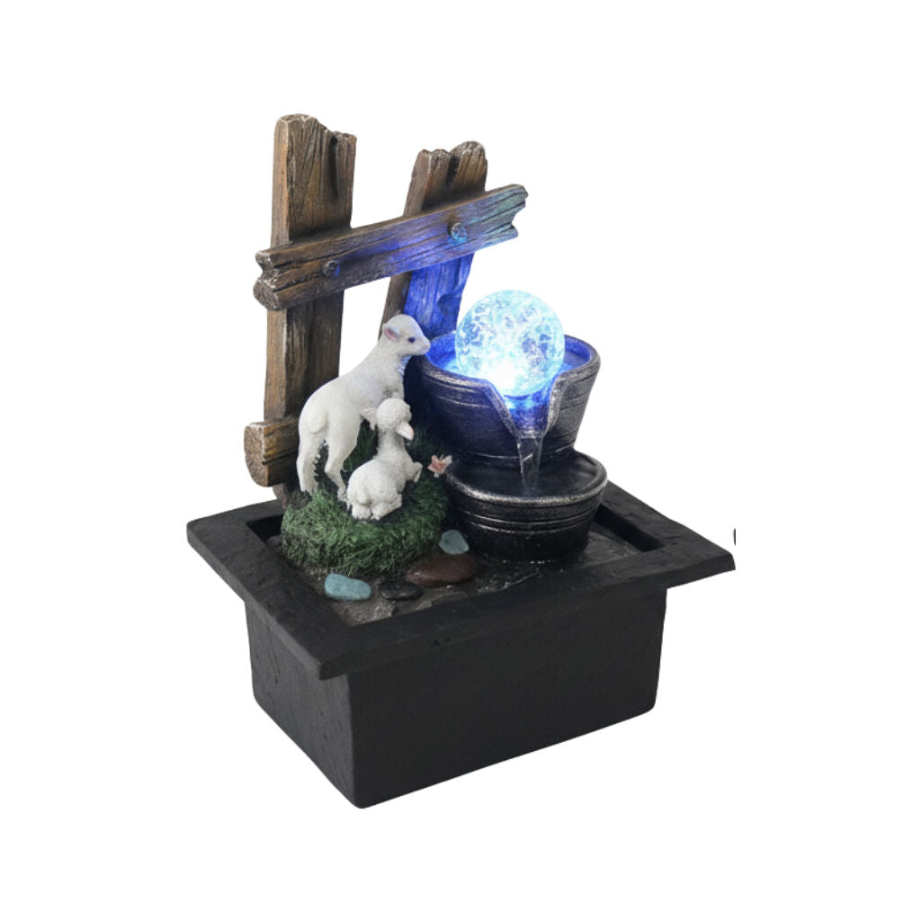 Willow &amp; Silk Water Feature Fountain Picket Sheep 23x20x28cm