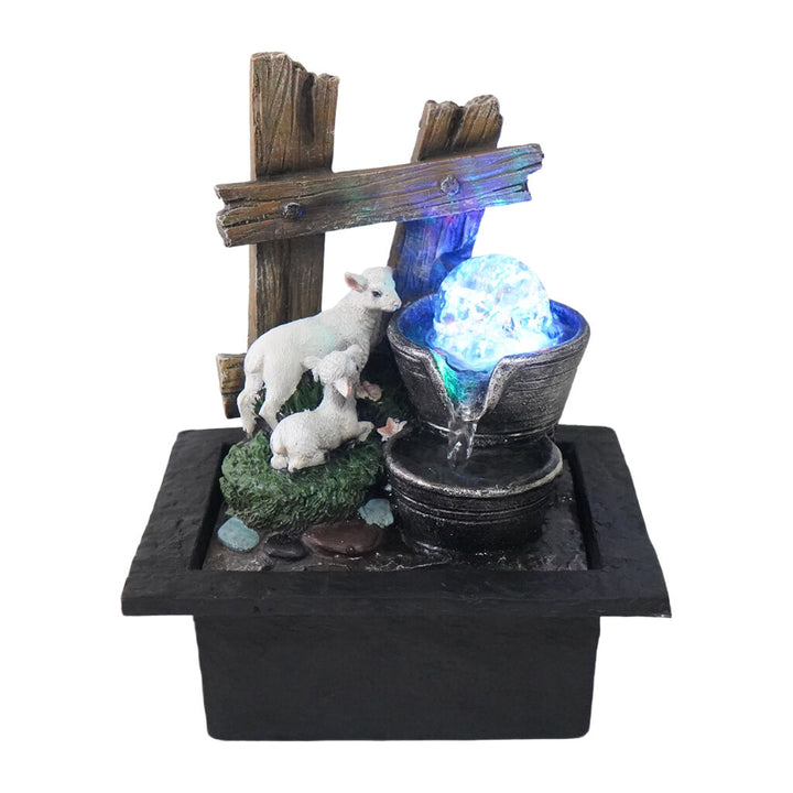 Willow &amp; Silk Water Feature Fountain Picket Sheep 23x20x28cm