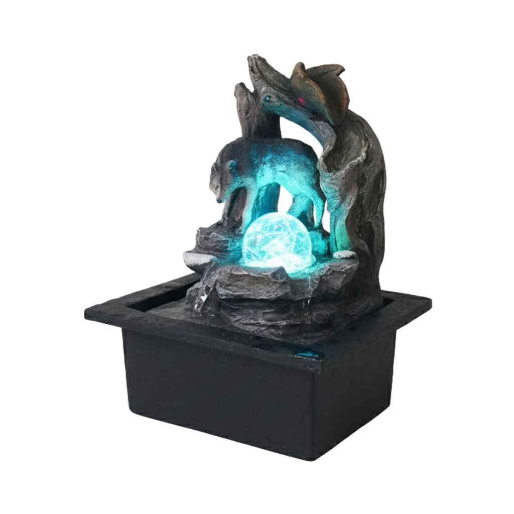 Willow &amp; Silk Water Feature Fountain Alpha Wolf 23x20x28cm