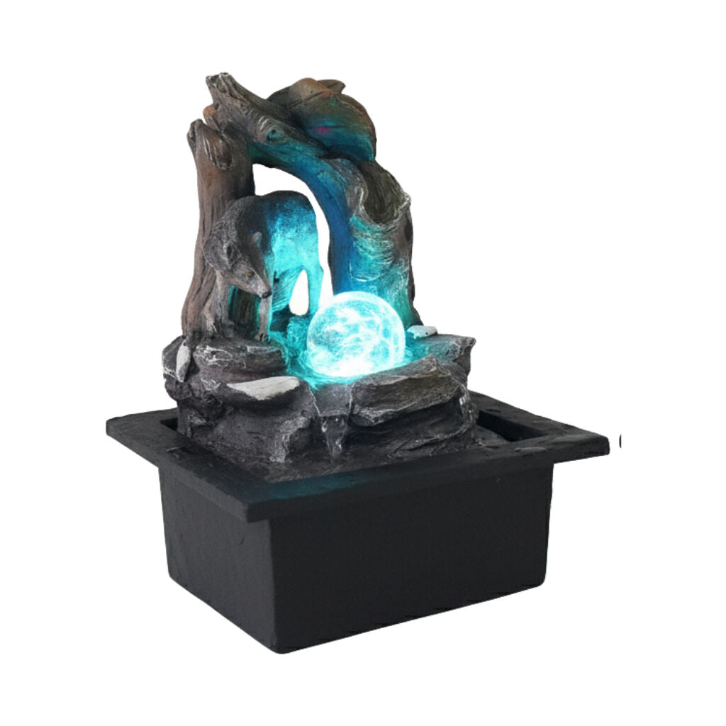 Willow &amp; Silk Water Feature Fountain Alpha Wolf 23x20x28cm