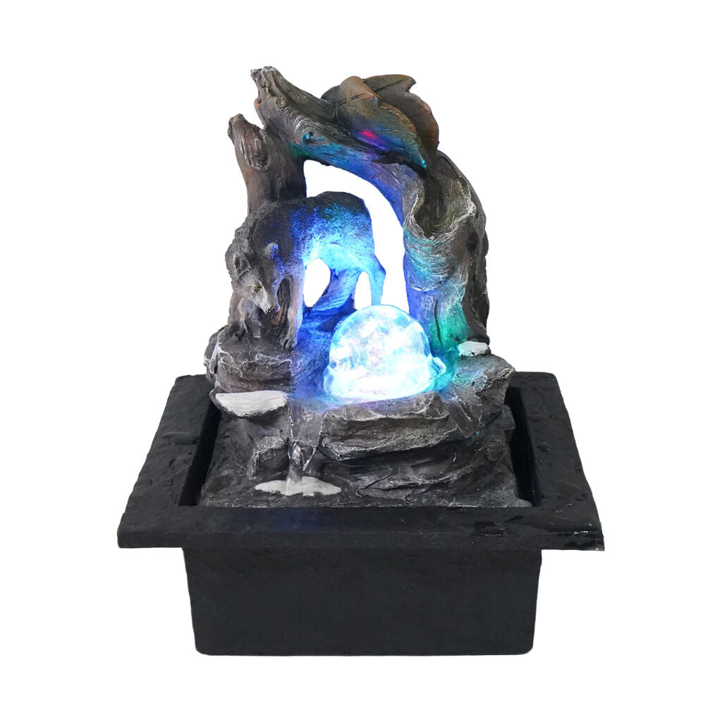 Willow &amp; Silk Water Feature Fountain Alpha Wolf 23x20x28cm