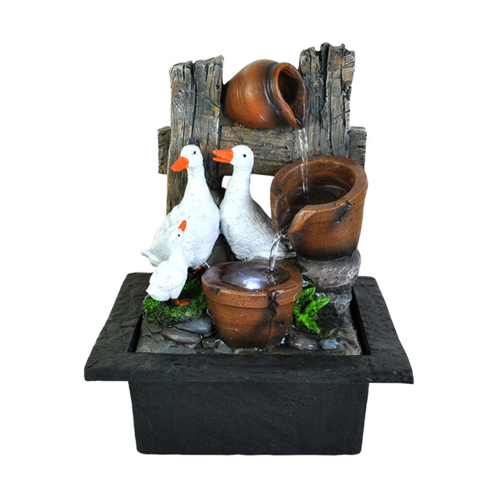 Willow &amp; Silk Water Feature Fountain Pot Ducks 21x19x27cm