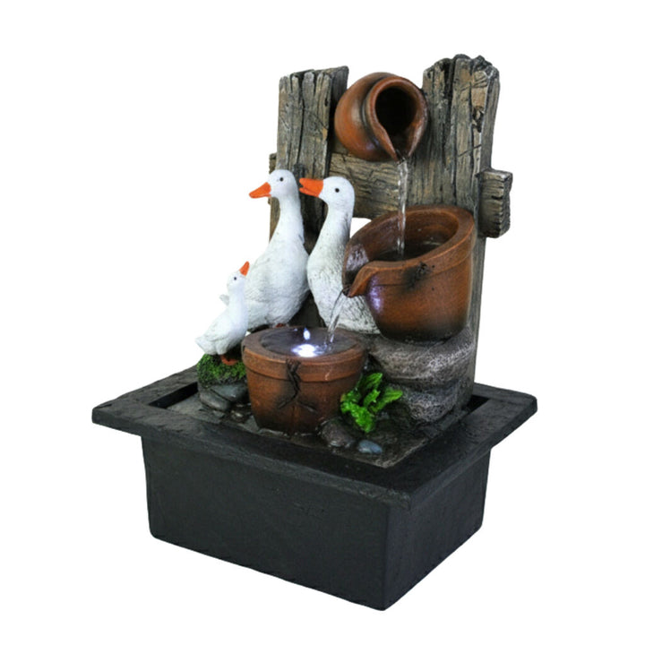 Willow &amp; Silk Water Feature Fountain Pot Ducks 21x19x27cm