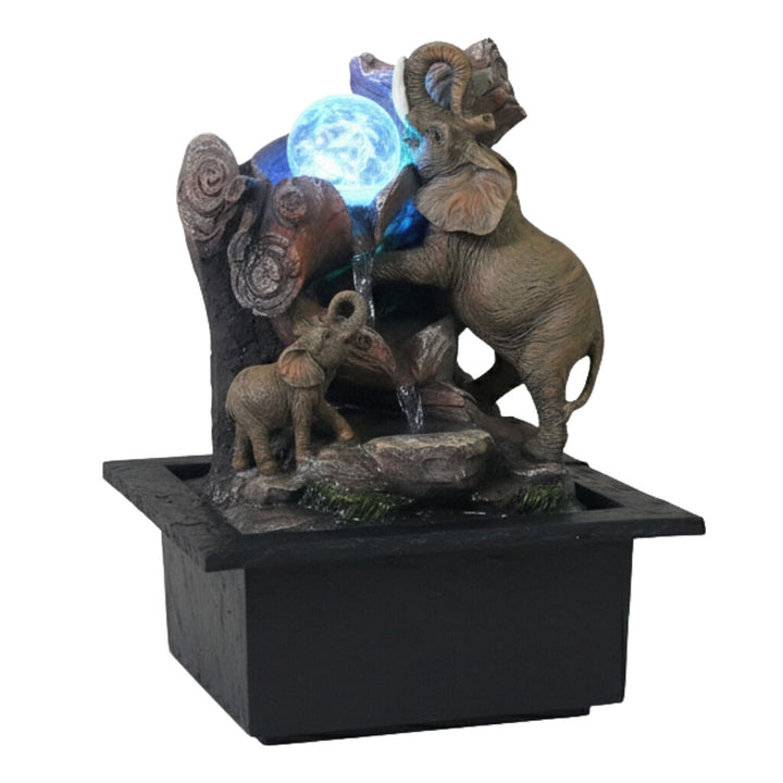 Willow &amp; Silk Water Feature Fountain Lively Elephants 23x20x28cm