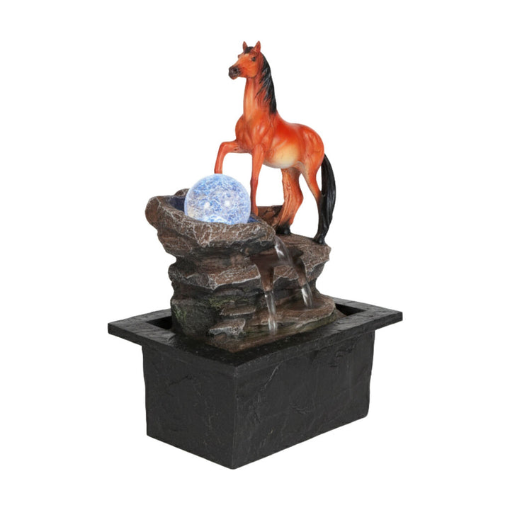 Willow &amp; Silk Water Feature Fountain Boulder Horse 21x19x27cm
