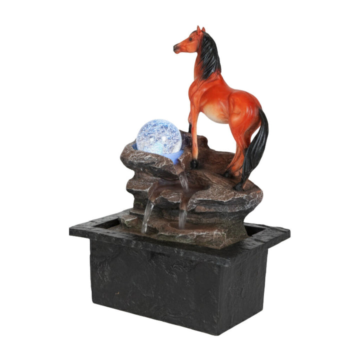 Willow &amp; Silk Water Feature Fountain Boulder Horse 21x19x27cm