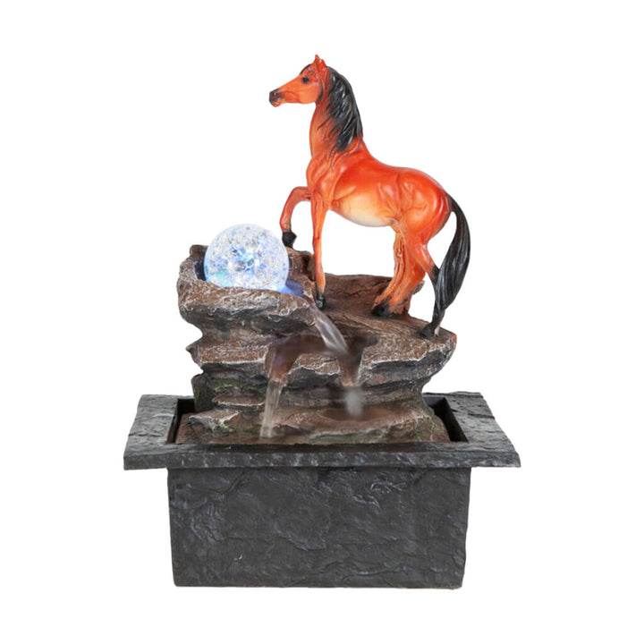 Willow &amp; Silk Water Feature Fountain Boulder Horse 21x19x27cm