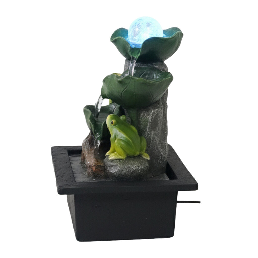 Willow &amp; Silk Water Feature Fountain Leaf Frogs 23x20x28cm
