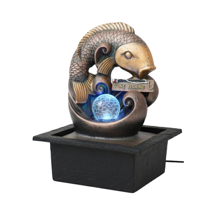 Willow &amp; Silk Water Feature Fountain Go Fishing 21x19x27cm