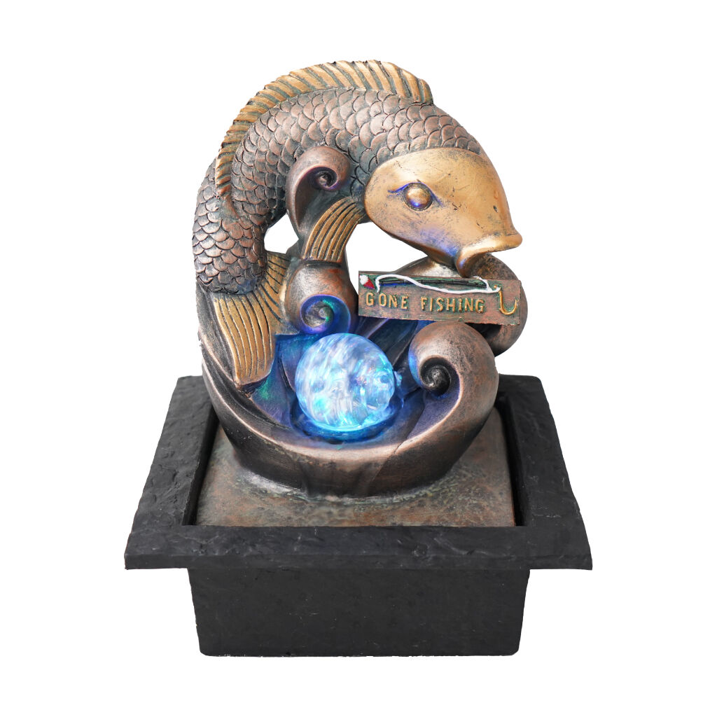 Willow &amp; Silk Water Feature Fountain Go Fishing 21x19x27cm