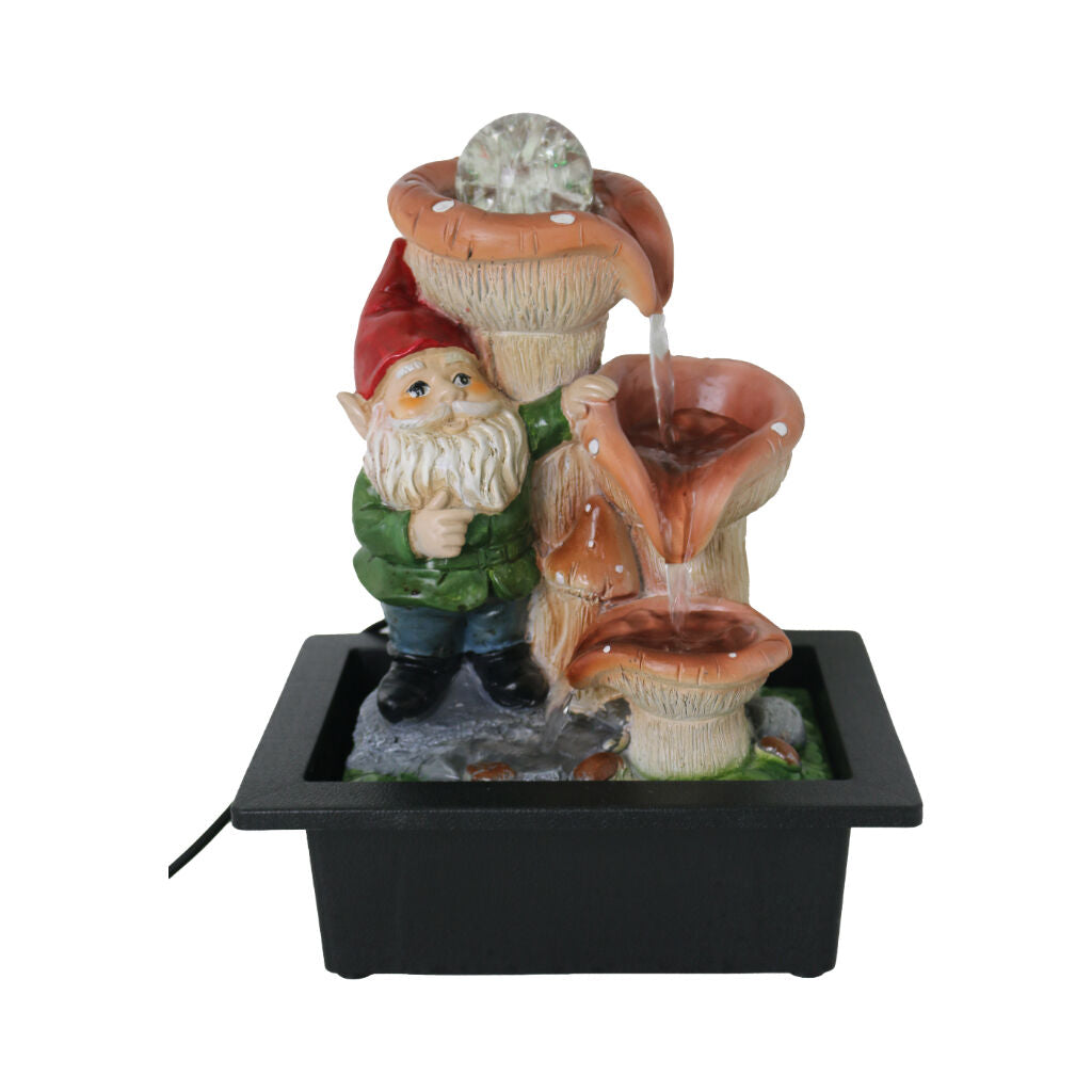 Willow &amp; Silk Water Feature Fountain Mushroom Gnome 23x18x28cm