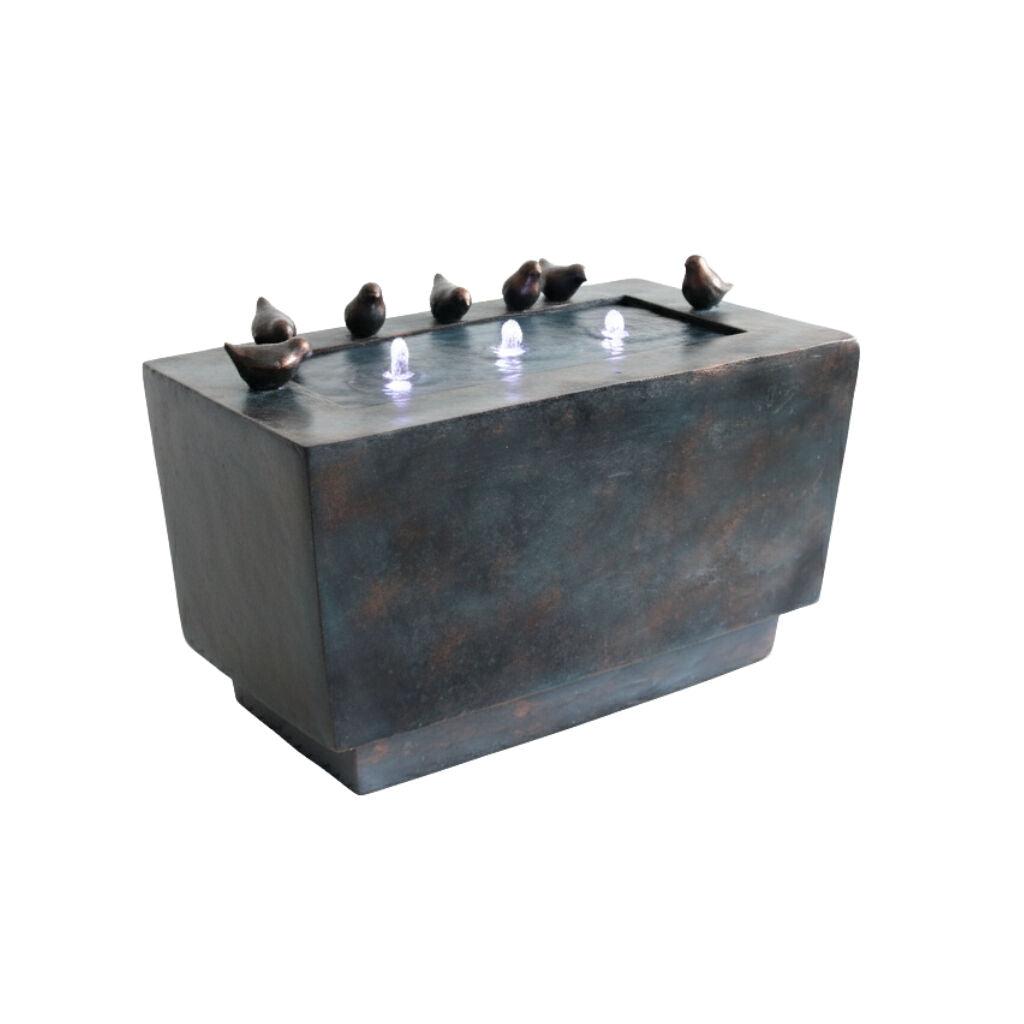 Willow &amp; Silk Water Feature Fountain Bathing Birds 61x30x40cm