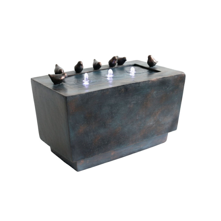 Willow &amp; Silk Water Feature Fountain Bathing Birds 61x30x40cm