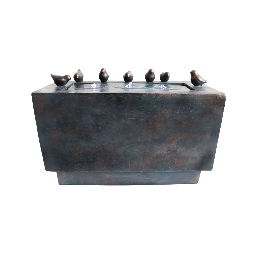 Willow &amp; Silk Water Feature Fountain Bathing Birds 61x30x40cm