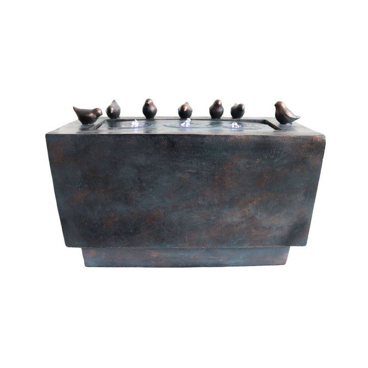 Willow &amp; Silk Water Feature Fountain Bathing Birds 61x30x40cm