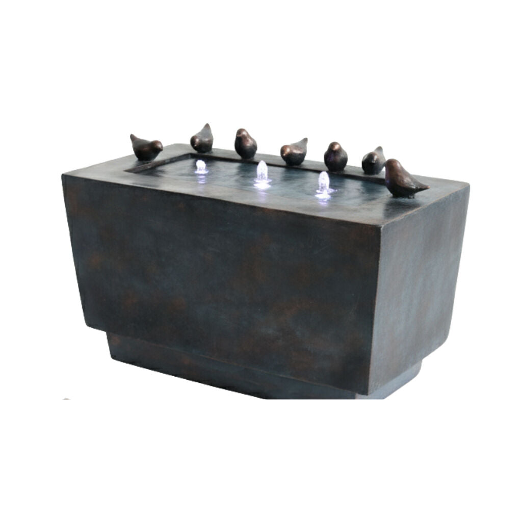 Willow &amp; Silk Water Feature Fountain Bathing Birds 61x30x40cm
