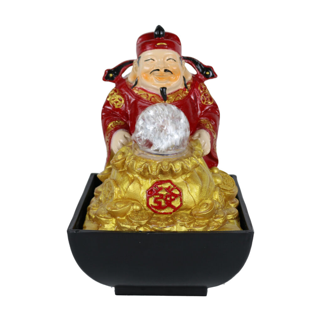 Willow &amp; Silk Water Feature Fountain God Of Wealth 14x14x20cm