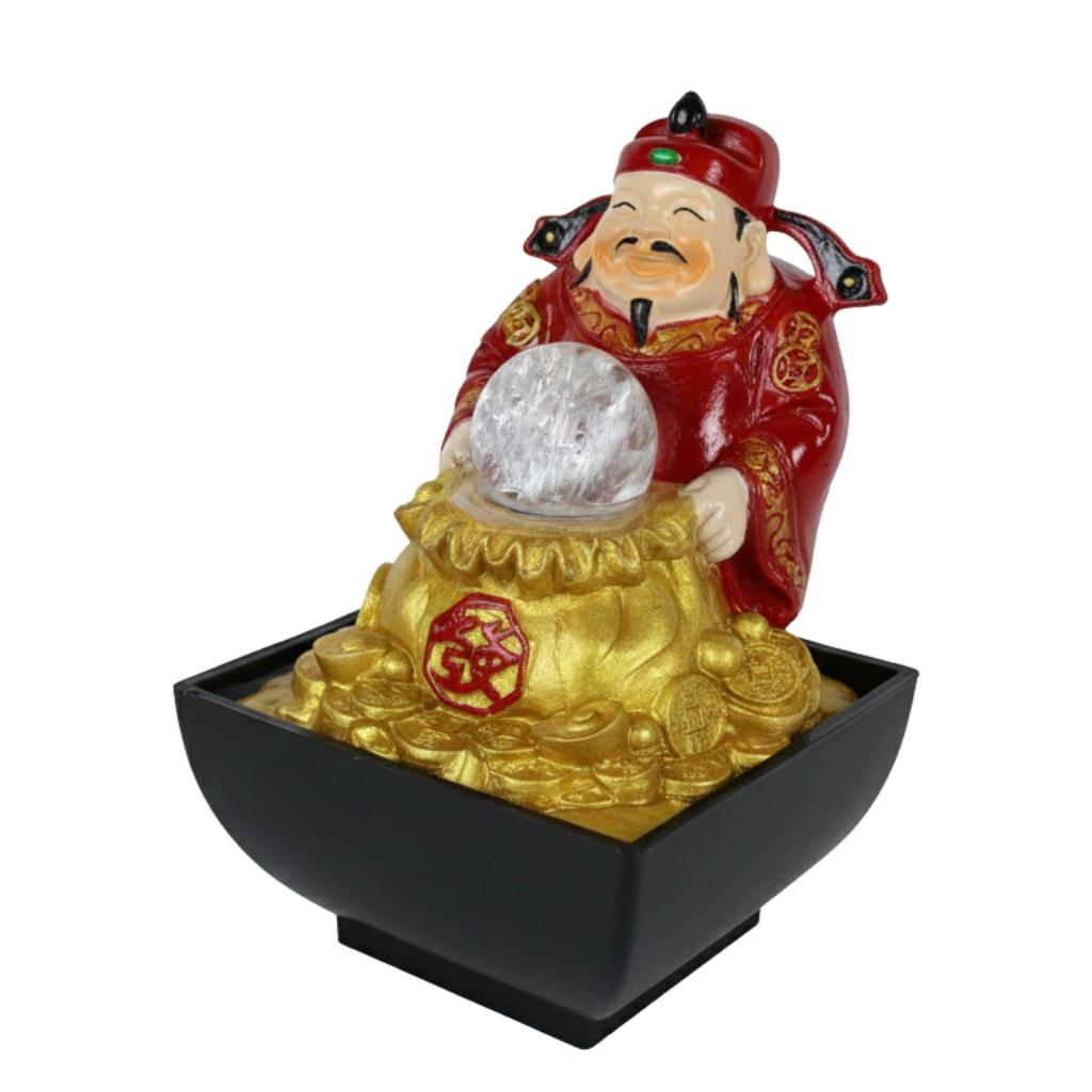 Willow &amp; Silk Water Feature Fountain God Of Wealth 14x14x20cm