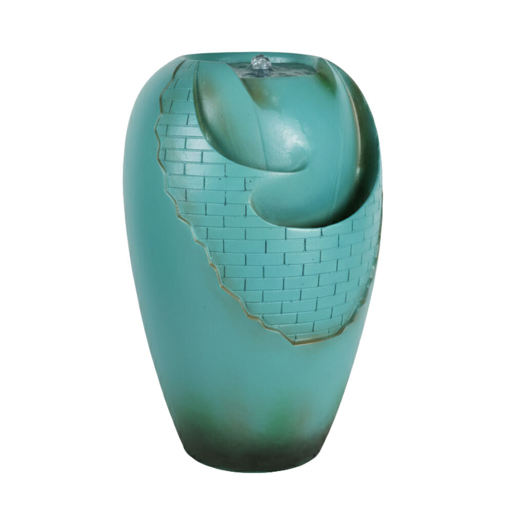 Willow &amp; Silk Water Feature Fountain Glazed Jar 31x29x48cm