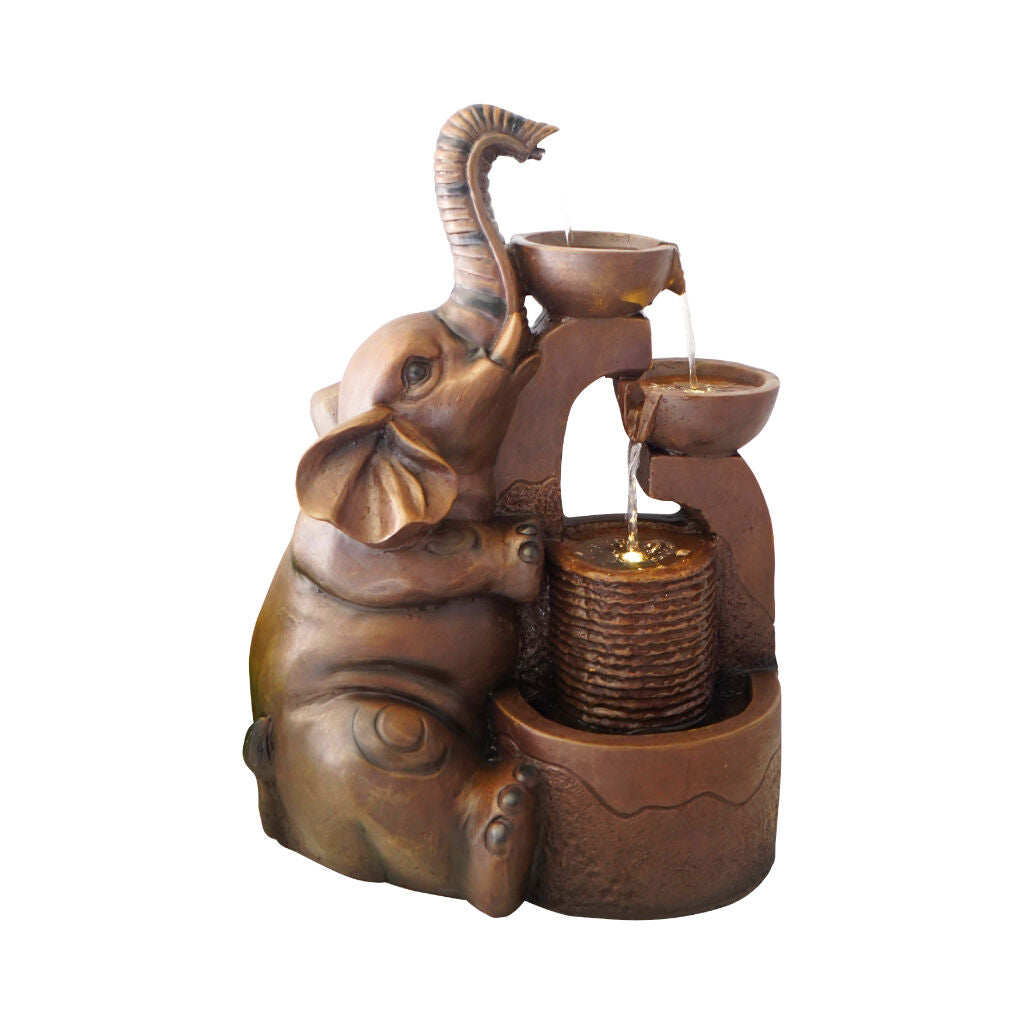 Willow &amp; Silk Water Feature Fountain Charmed Elephant 33x25x50cm