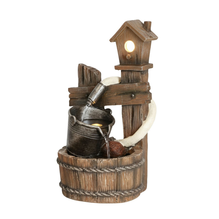 Willow &amp; Silk Water Feature Fountain Water Hose Bird Nest 28x24x49cm