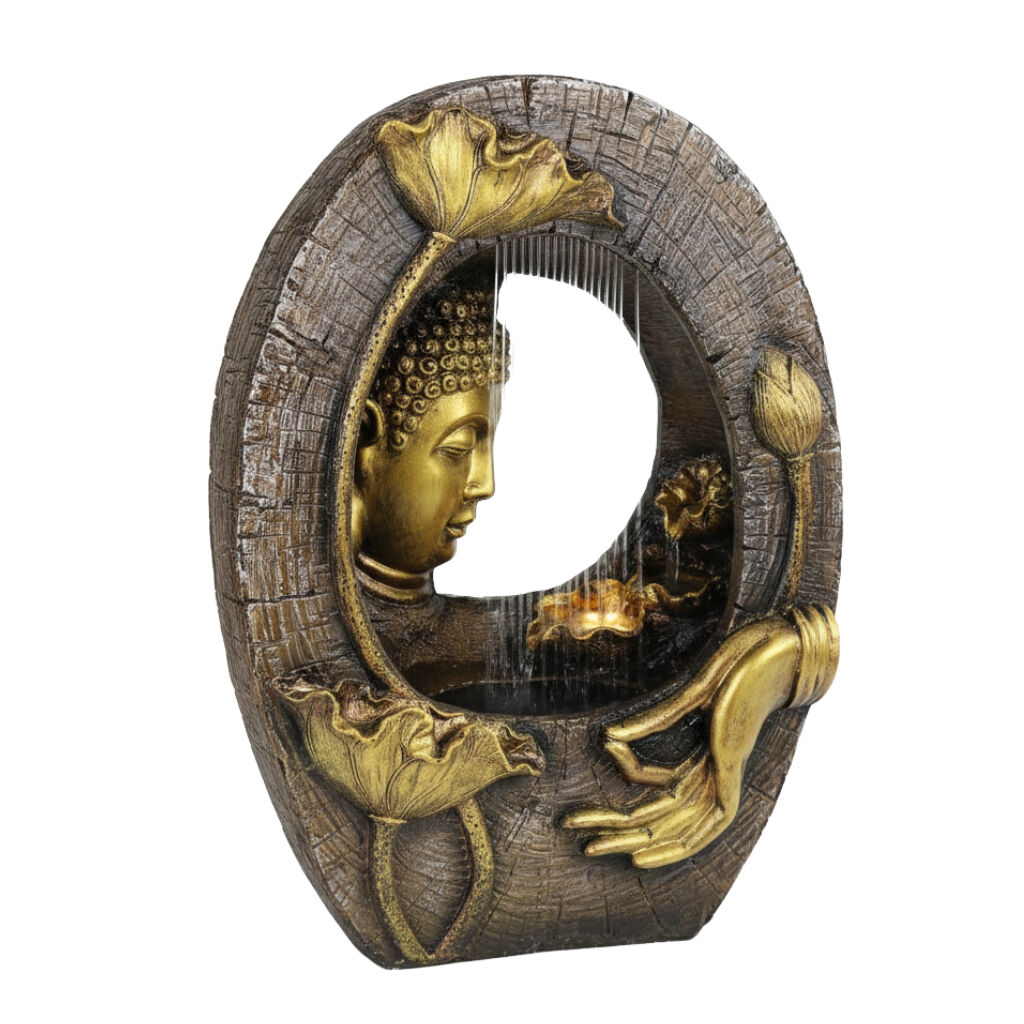 Willow &amp; Silk Water Feature Fountain Raining Peaceful Buddha 35x17x49cm