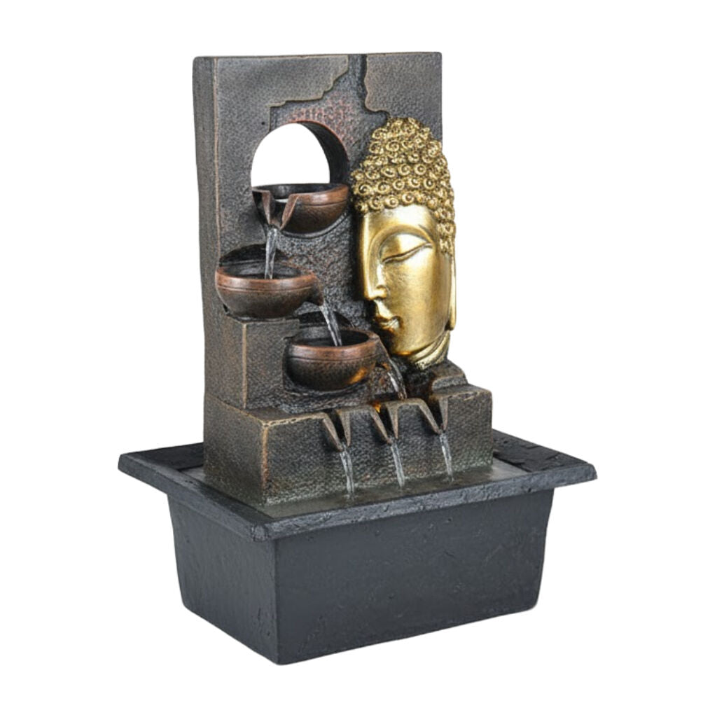 Willow &amp; Silk Water Feature Fountain Terracotta Buddha 30x24x40cm