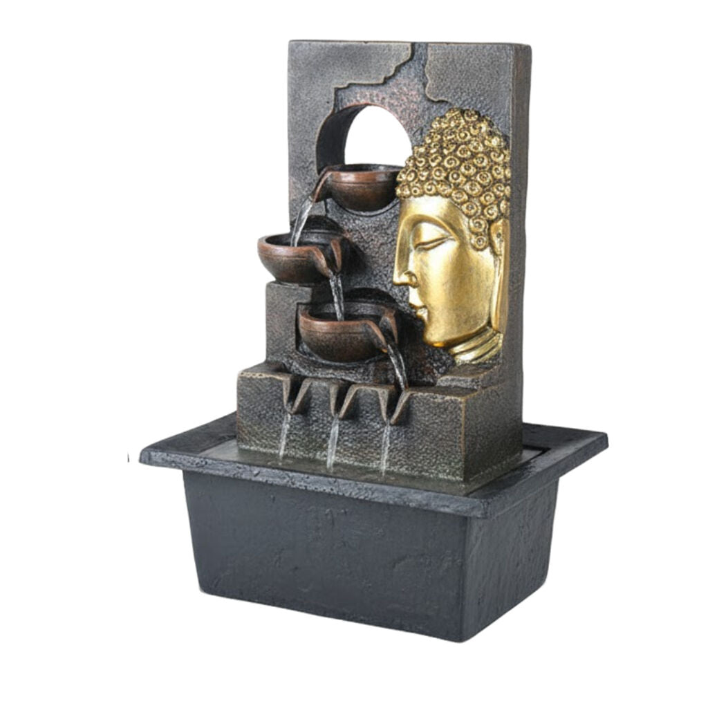 Willow &amp; Silk Water Feature Fountain Terracotta Buddha 30x24x40cm
