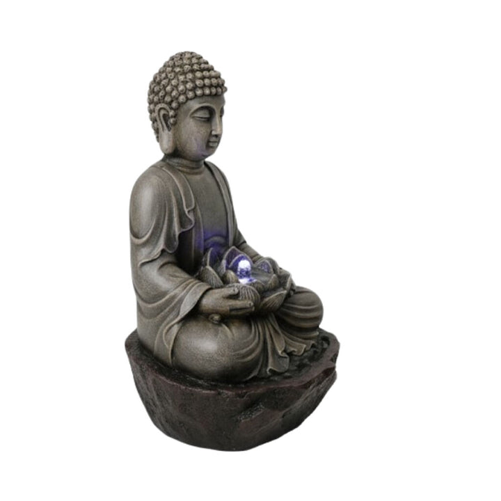 Willow &amp; Silk Water Feature Fountain Meditation Buddha 25x23x41cm