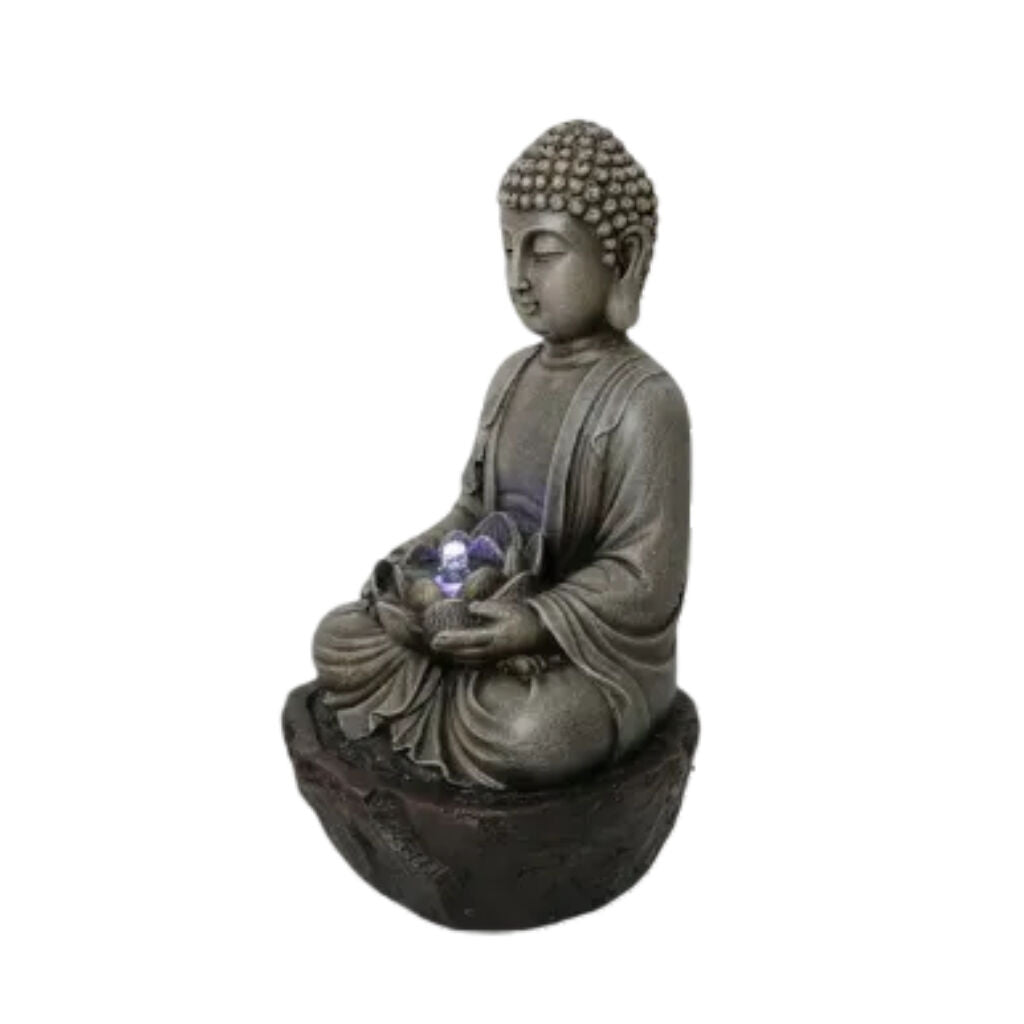 Willow &amp; Silk Water Feature Fountain Meditation Buddha 25x23x41cm