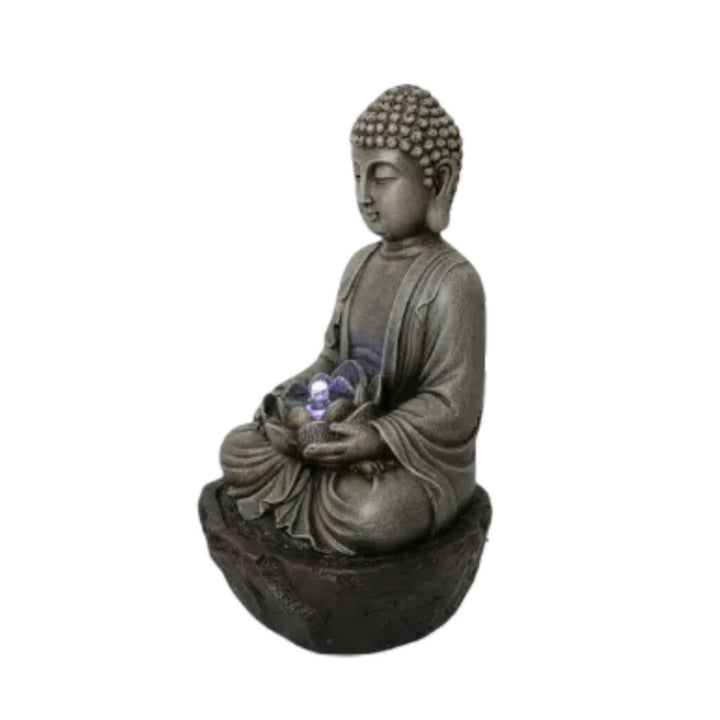 Willow &amp; Silk Water Feature Fountain Meditation Buddha 25x23x41cm